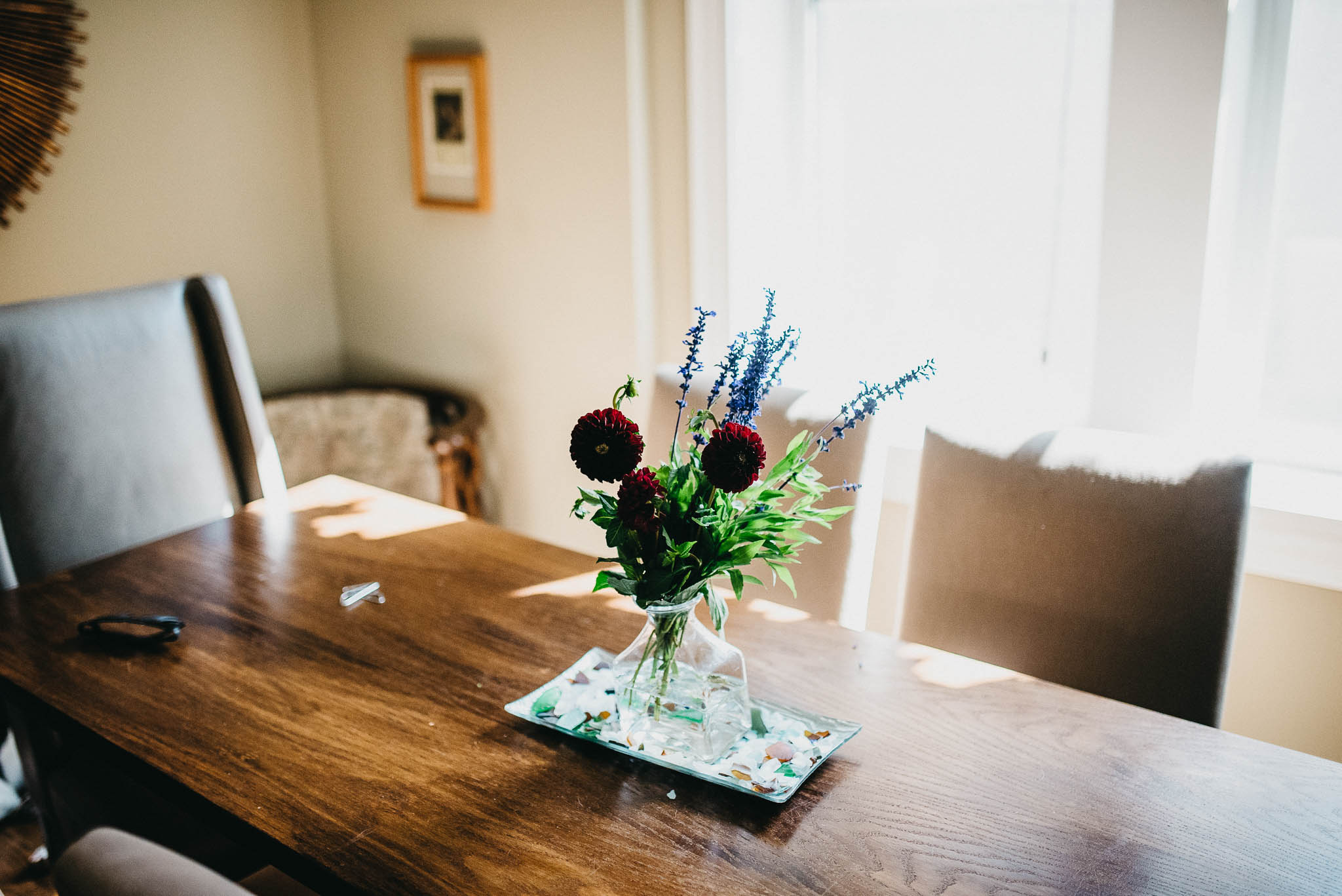 Arranged flowers on dining room table